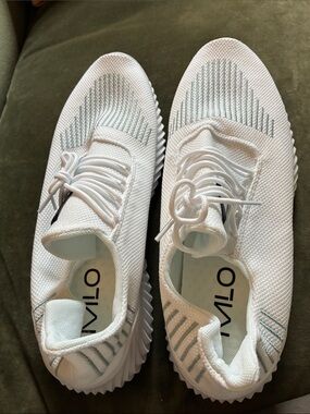 MLO White Knit Slip-On Sneakers